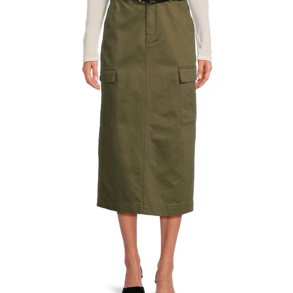 ANTONIO MELANI Olive Midi Skirt with Pockets